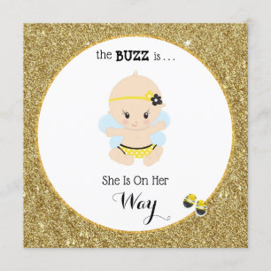 *~* Baby Bee Glitter Flicka Shower-inbjudan Inbjudningar