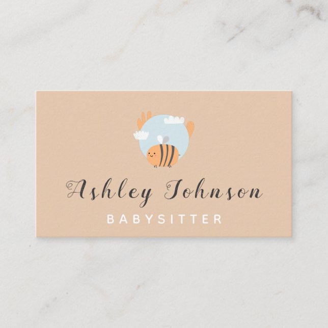 Baby Bee Illustration Babyvvakt Childcare Theme Visitkort (Framsida)