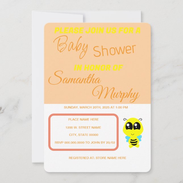 Baby Bee | Invitación de Baby Shower Inbjudningar (Framsida)