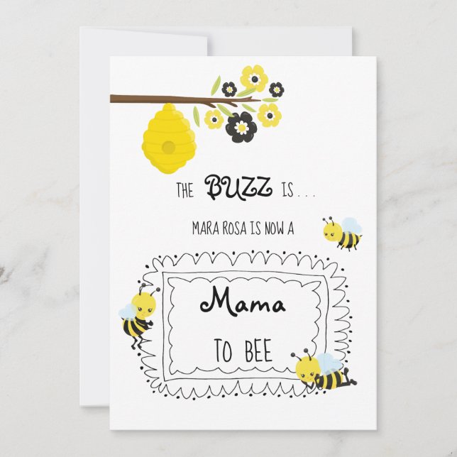 *~* Baby Bee MAMMA TILL BEE Baby Shower-inbjudan Inbjudningar (Framsida)