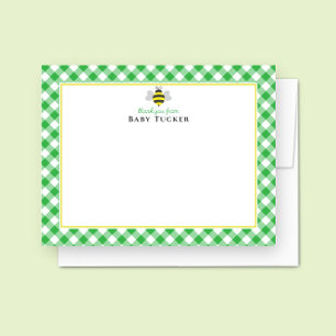 Baby Bee Preppy Gingham Baby Shower Tack Anteckningskort