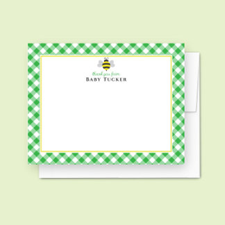 Baby Bee Preppy Gingham Baby Shower Tack Anteckningskort