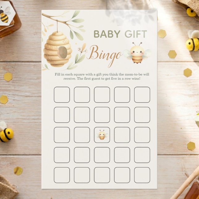 Baby Bee Present Bingelottning Han eller Hon Könsb (Baby Gift Bingo Baby Shower Game. He or She? What Will Baby Bee? Gender Reveal)