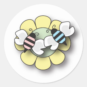 Baby Bee Twillingars Boy & Girl Sticker Runt Klistermärke