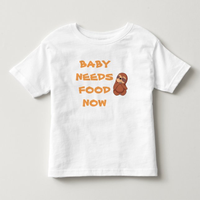 Baby behöver mat nu, spädbarn, tjärt t shirt (Framsida)