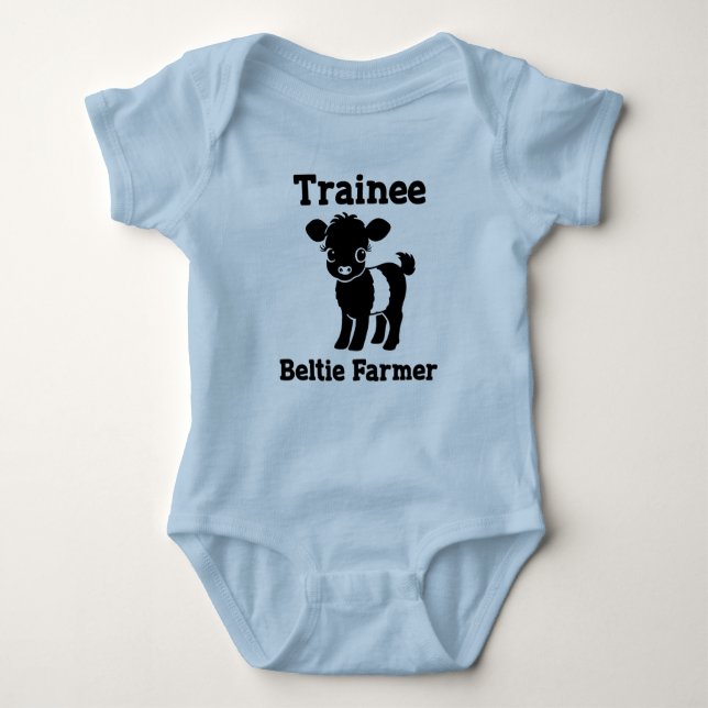 Baby Beltie Farmer Belted Galloway Cow New to Herd T Shirt (Framsida)
