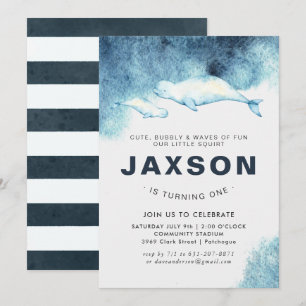 Baby Beluga  Födelsedagsfest inbjudan