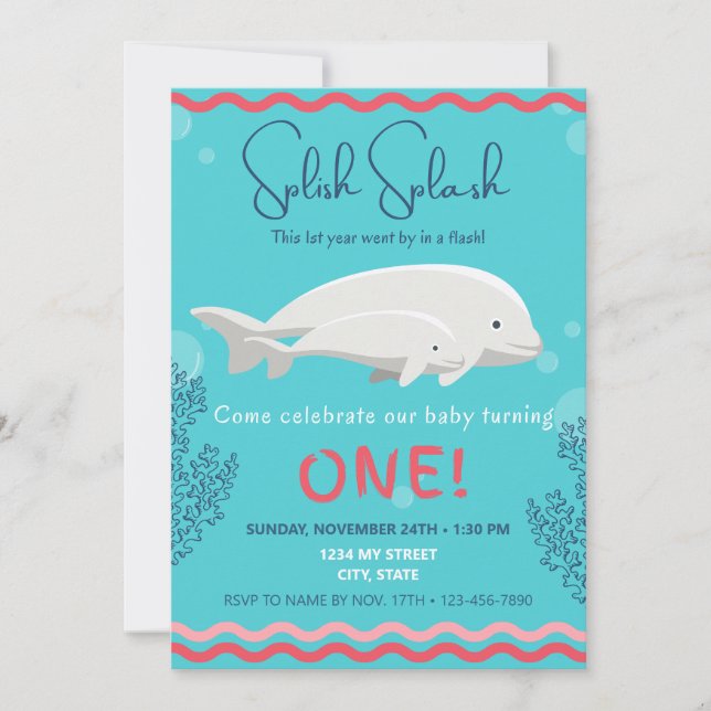Baby Beluga:s inbjudan på födelsedagen (Framsida)