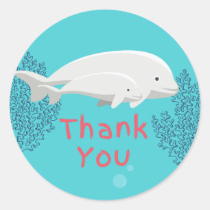 Baby Beluga Tack Sticker Runt Klistermärke