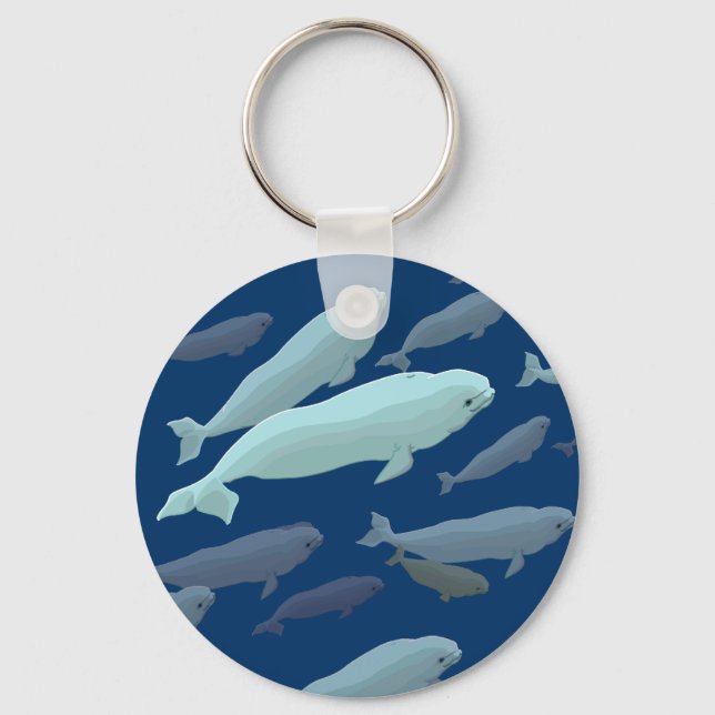 Baby Beluga Whale Keychain Whale Art Gifts Nyckelring (Framsida)