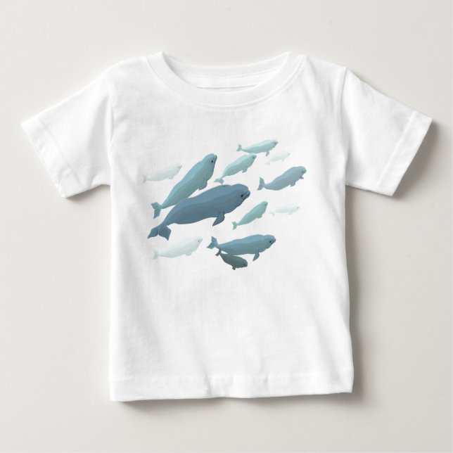 Baby Beluga Whale Shirt Cute Whale Art Baby Shirt Tee (Framsida)