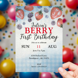Baby Berry First Födelsedagsfest inbjudan