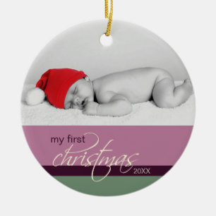 Baby beställnings- prydnad för 1st jul (plommone julgransprydnad keramik