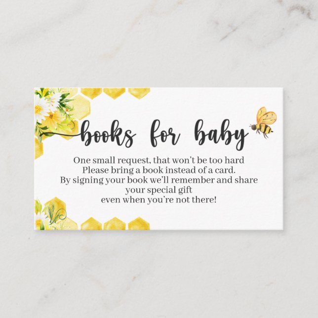 Baby Bewer Shower Bok Card för lilla honungsbin Tilläggskort (Framsida)
