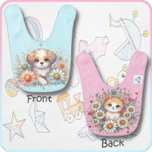 Baby Bib - A Puppy & A Kattunge i Daisyn