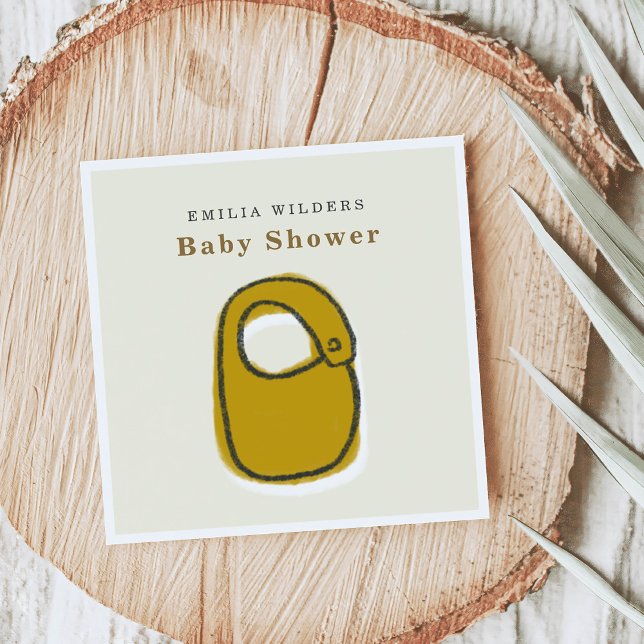 Baby Bib Newborn Illustration Baby Shower Papper Pappersservett (Baby Bib Newborn Illustration Baby Shower Paper Napkins)