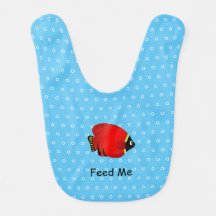 Baby Bib Red Fish med Anpassningsbar Text