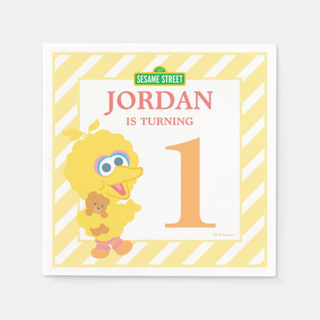 Baby Big Birthday Papper Napkins Pappersservett (Framsidan)