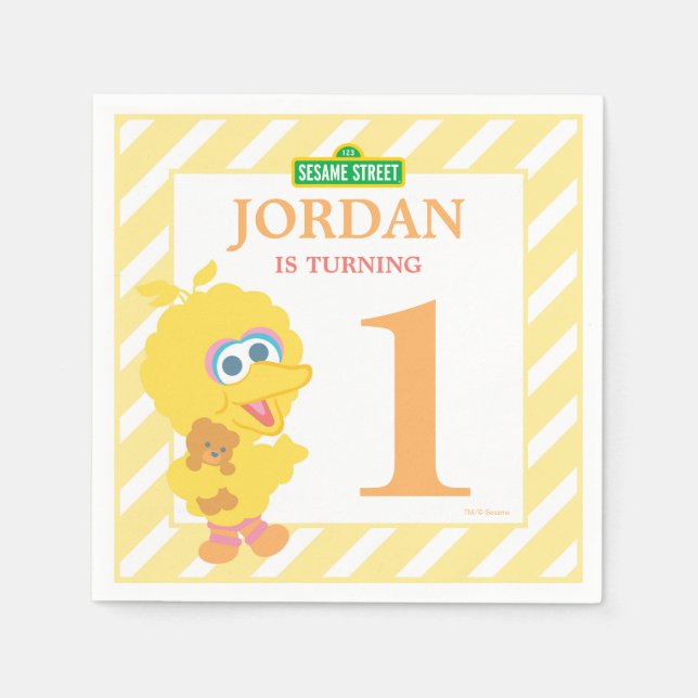 Baby Big Birthday Papper Napkins Pappersservett (Framsidan)