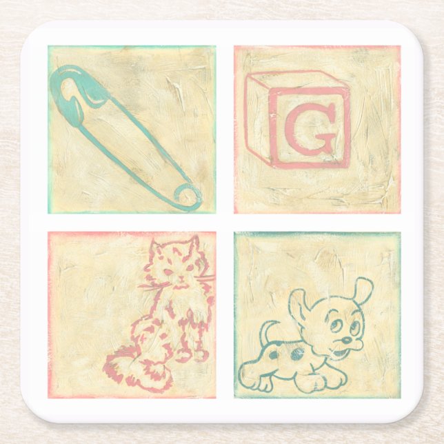 Baby Bild Blocks av Chariklia Zarris Underlägg Papper Kvadrat (Framsidan)