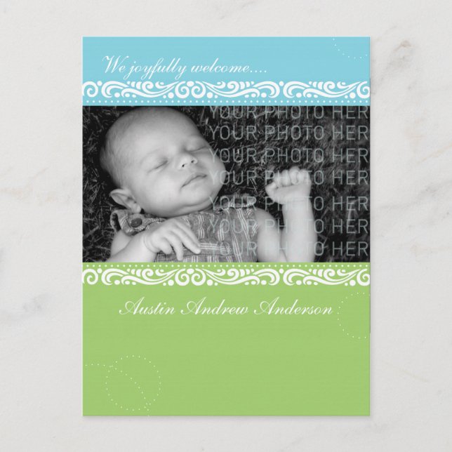 Baby Bild Ram Meddelande Vykort (Framsida)