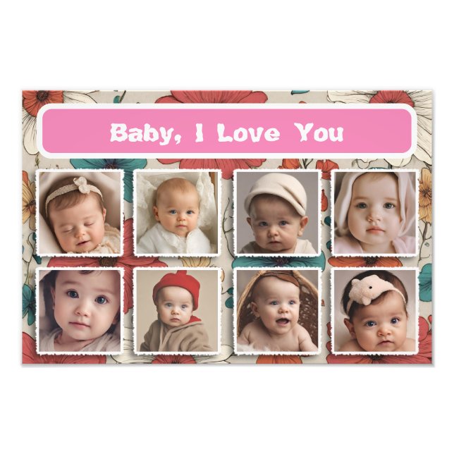 Baby Bild Ram, Photo Collage Keepsak Fototryck (Framsidan)
