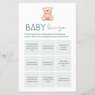 Baby Bingo Baby Pojke Shower Spel