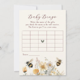 Baby Bingo Baby Shower Game Bee Wildblomma Blommig Inbjudningar