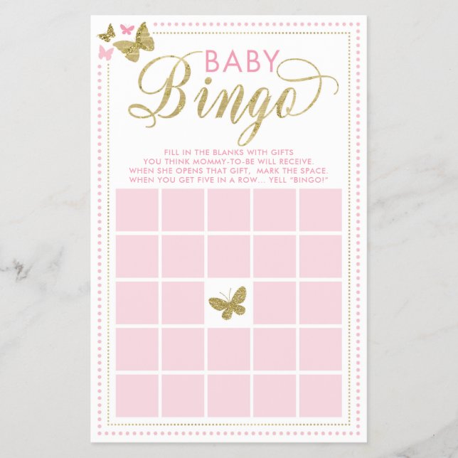 Baby Bingo, babystöld för fjäril Flygblad (Framsidan)
