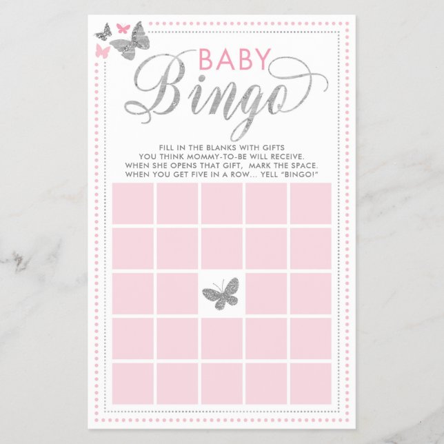 Baby Bingo, babystöld för fjäril Flygblad (Framsidan)