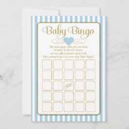 Baby Bingo Blue Guld Boy Shower Game Cards Inbjudningar
