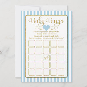Baby Bingo Blue Guld Boy Shower Game Cards Inbjudningar