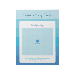 Baby Bingo Blue Ombre Rand Baby Shower Game Anteckningsblock