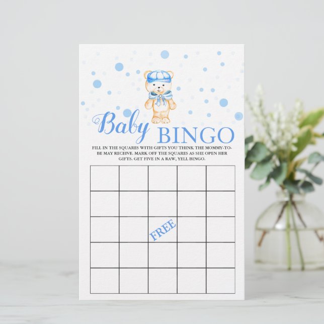 Baby Bingo Blue Pojke Shower Game (Stående Fram)