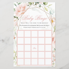 Baby Bingo Blush Blomsterflicka Baby Shower-spel