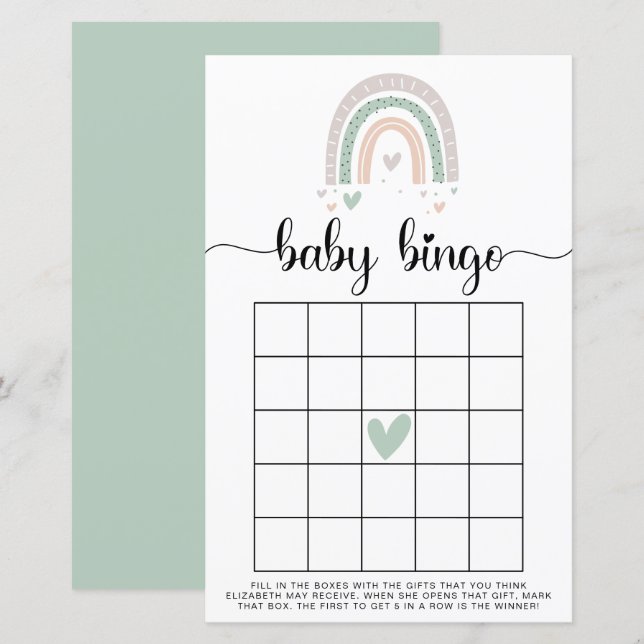 Baby Bingo Boho Rainbow Salvia Bris Spel (Fram/baksida)