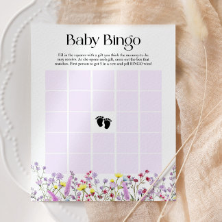 Baby Bingo Boho Wildbloms Blommigt Baby Shower Car