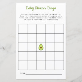 Baby Bingo Card Kawaii Avocado Baby Shower Game