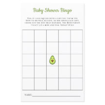 Baby Bingo Card Kawaii Avocado Baby Shower Game