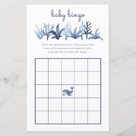 Baby Bingo Game Blue Whale Coral Party Baby Shower