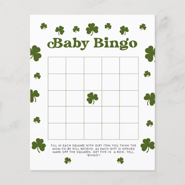 Baby Bingo Glad St. Patrick's Day Grön Shamrock  (Framsida)