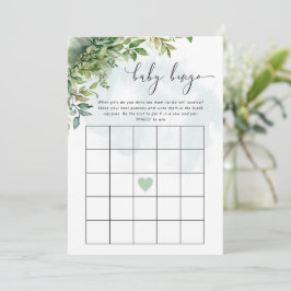 "Baby Bingo" greenery themed babyduschspel Inbjudningar