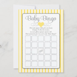 Baby Bingo Gult Grått Baby Shower Game Cards