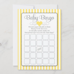 Baby Bingo Gult Grått Baby Shower Game Cards