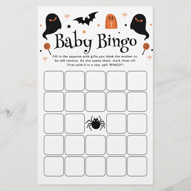 Baby Bingo Halloween Baby Shower-spel (Framsida)