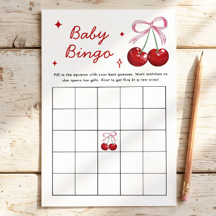 Baby Bingo Körsbär på toppen Bow Baby Shower-spel