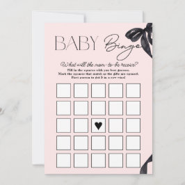 Baby Bingo-kort med modern Hej Baby Bow Baby Showe Inbjudningar