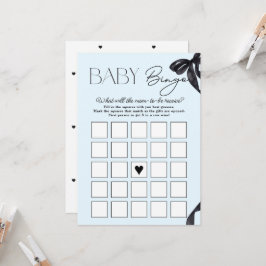 Baby Bingo-kort med modern Hej Baby Bow Baby Showe Inbjudningar
