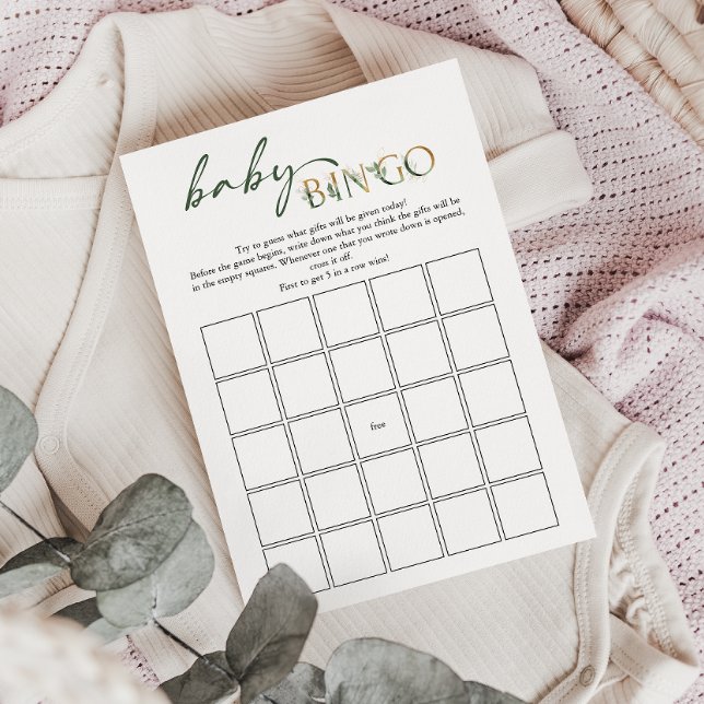 Baby Bingo-kortet Grey och Guld Baby Shower Inbjudningar (Skapare uppladdad)