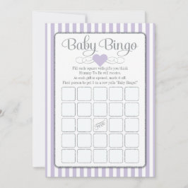 Baby Bingo Lavender Lilac Baby Shower Game Cards Inbjudningar
